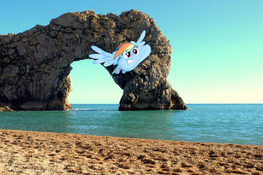 Rainbow Dash Flying through the Durdle Door