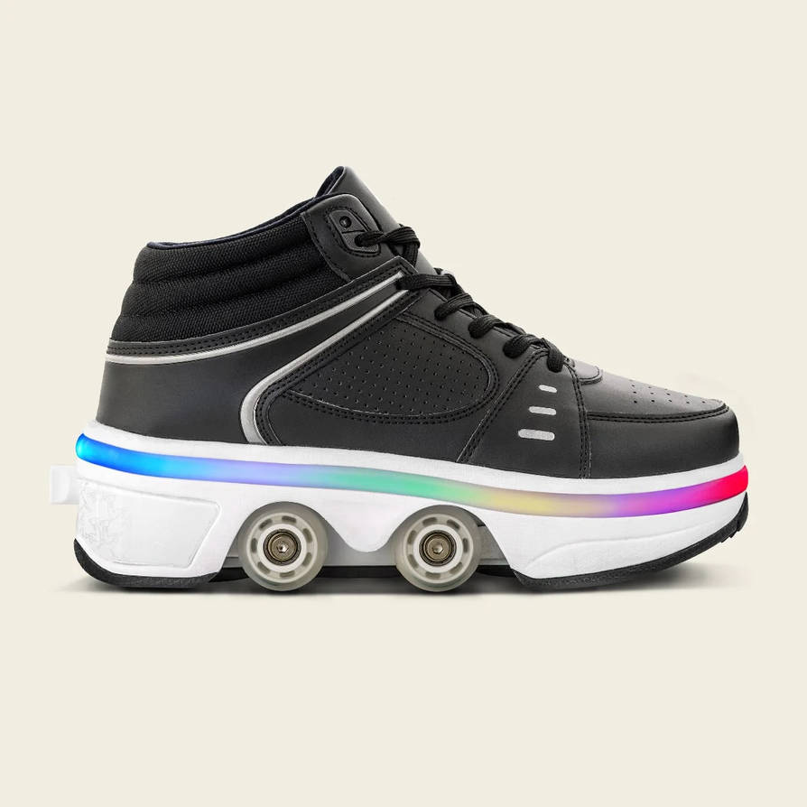 Top-Black-Hight-LED- Kid s -Skates-Sneakers-Roller by KixxSneakers