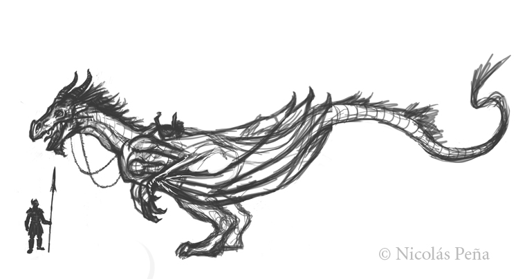 Silver Dragon, sketch.