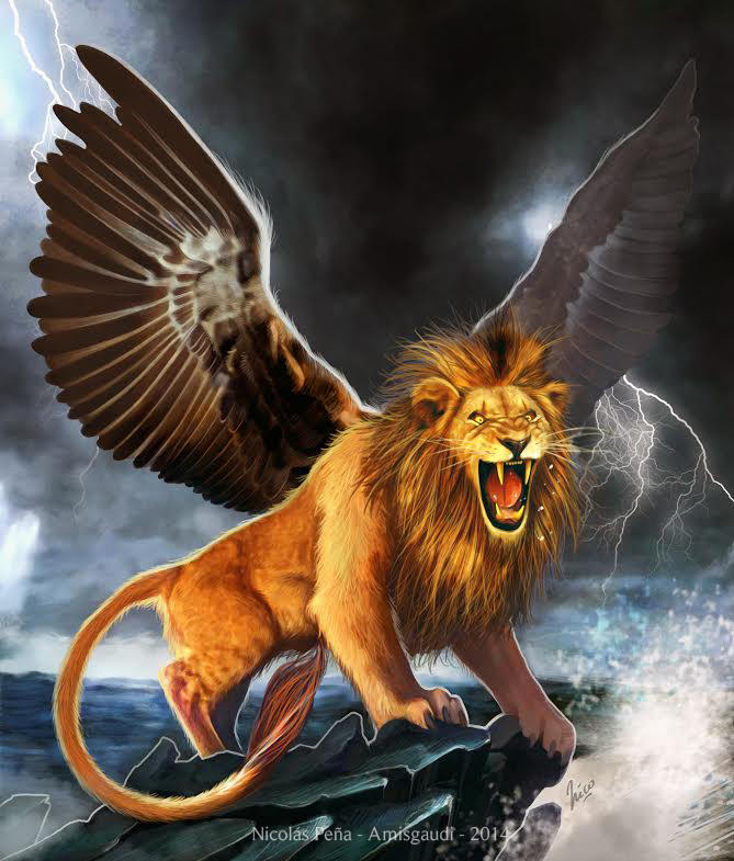 Лев с орлиной головой. Грифон крылатый Лев. Мантикора львица мифология. Лев с крыльями. Дева с крыльями.