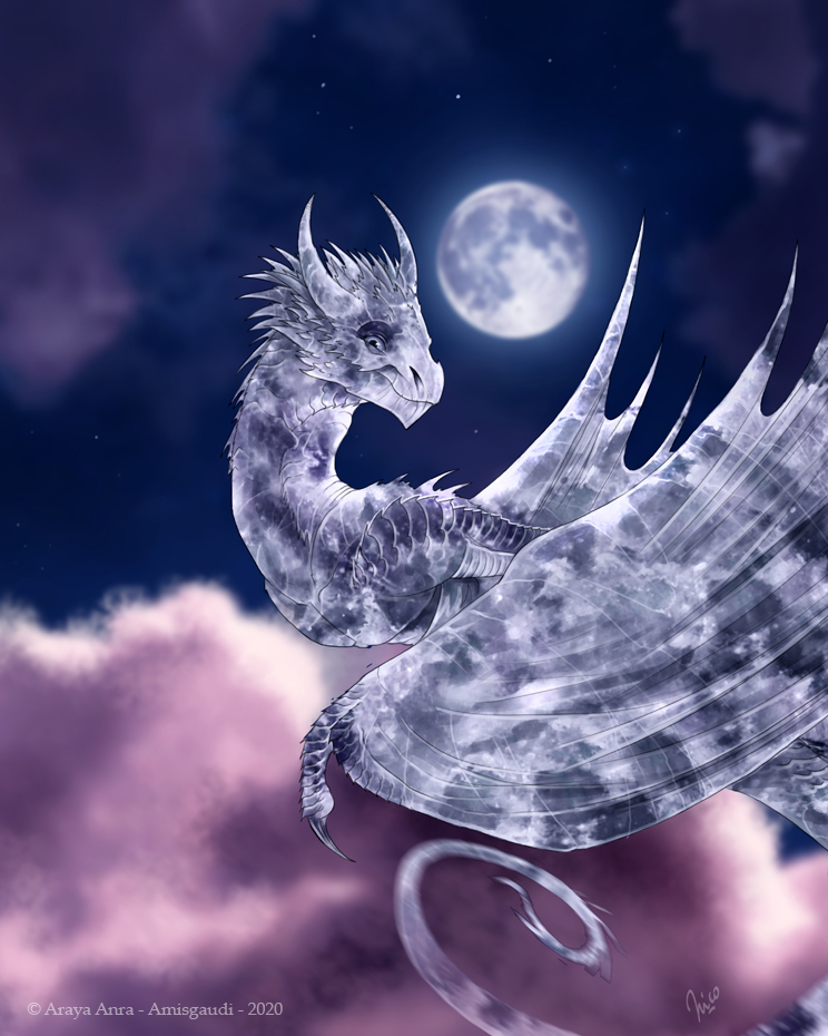 Moon Rabbit Dragon Moon Dragon # 27 Commission. by Amisgaudi on DeviantArt