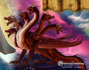 The church and the dragon, commission. details