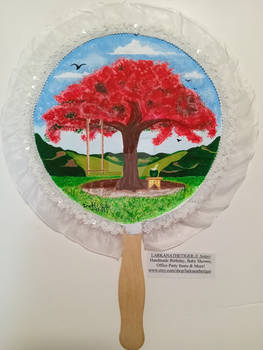 Flamboyan Tree from Puerto Rico Hand Fan