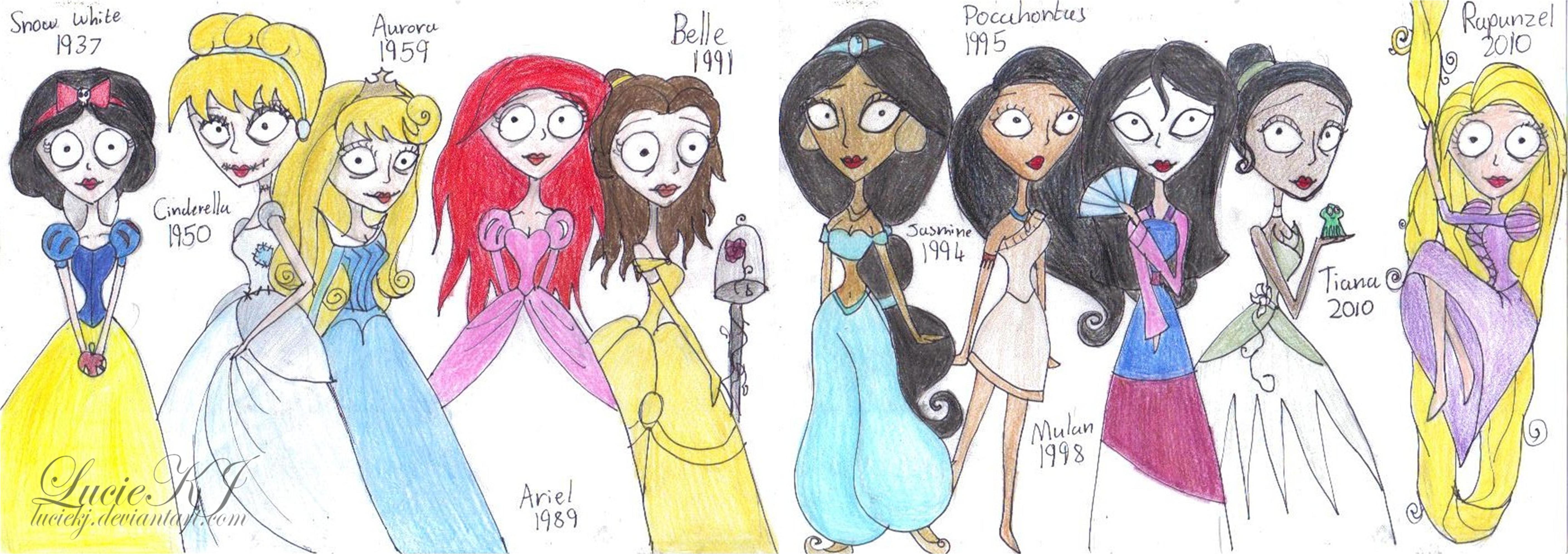 Disney Princess Timeline...Tim Burton Style! by LucieKJ on DeviantArt Disney Princess Timeline...Tim Burton Style! by LucieKJ on DeviantArt