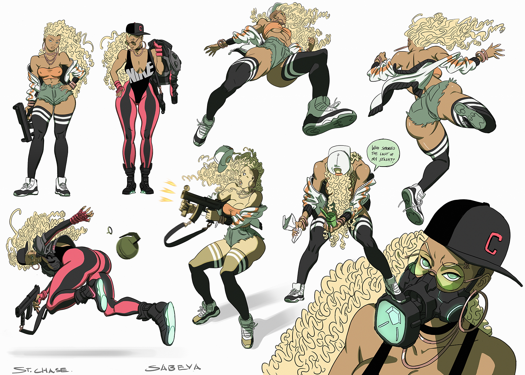 Sabeya action poses -COLOR by ChaseConley on DeviantArt
