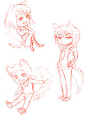 Mina and Family Chibis Draft