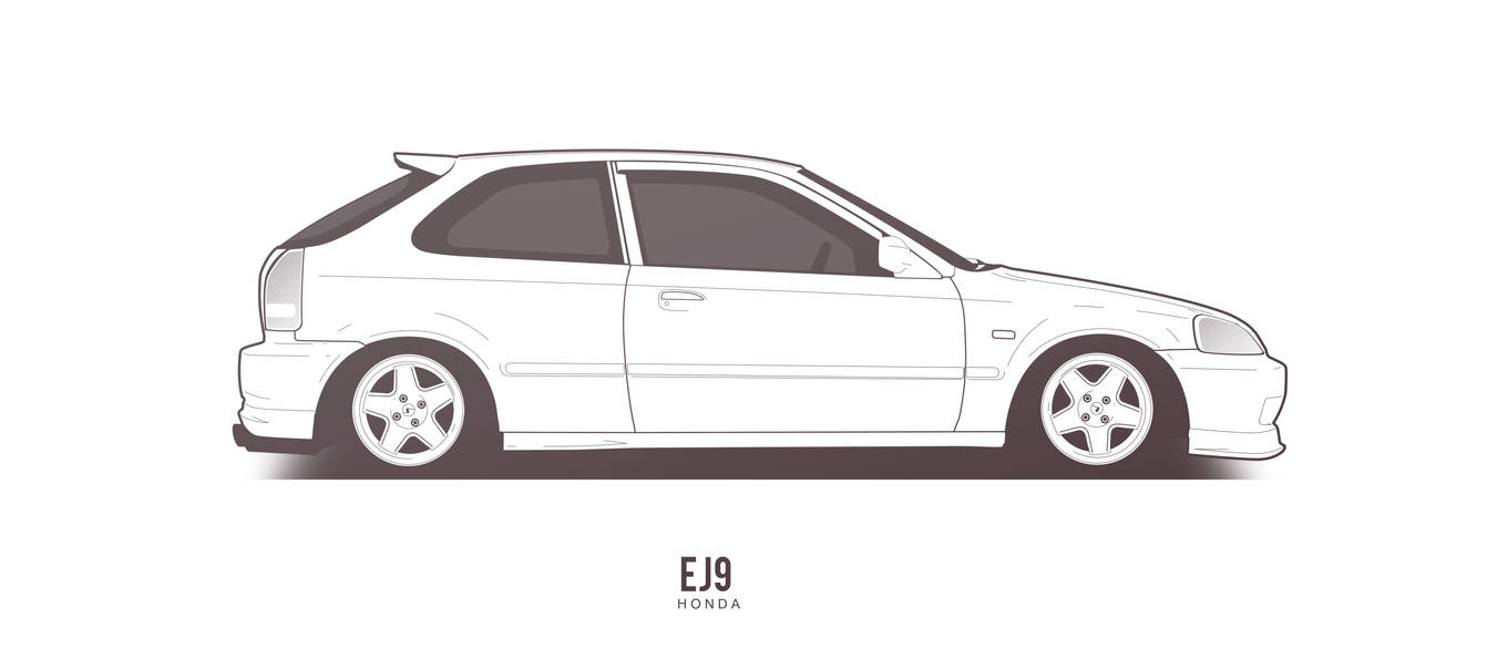 Honda Civic 1998 хэтчбек силуэт