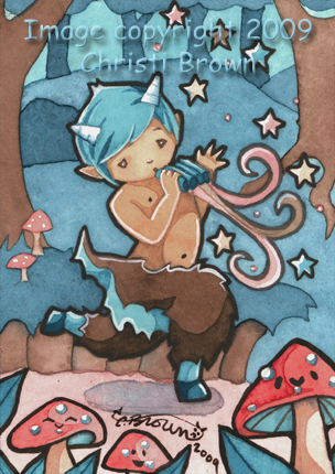 Cute kawaii baby faun satyr