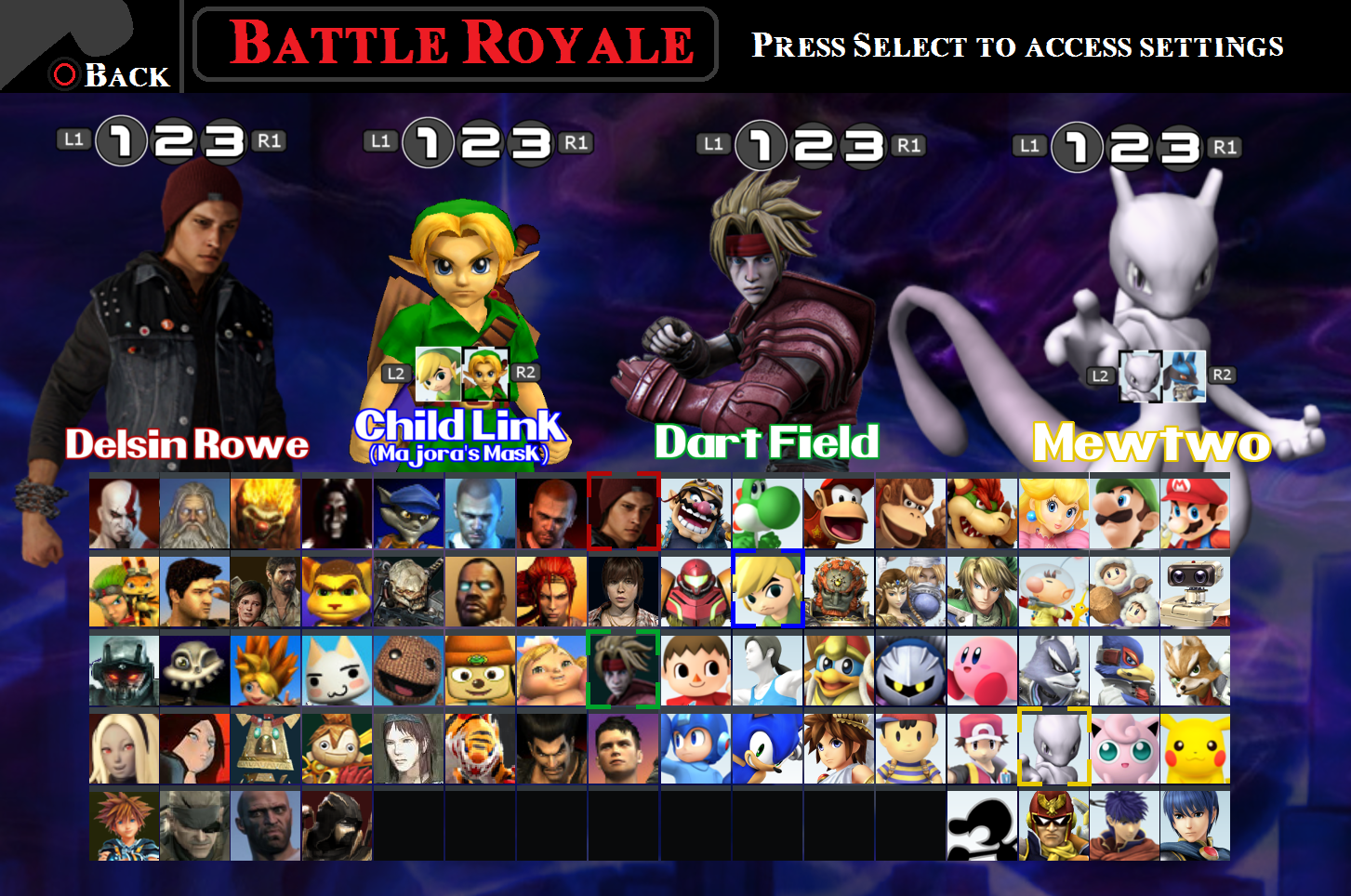 PlayStation X Nintendo Roster