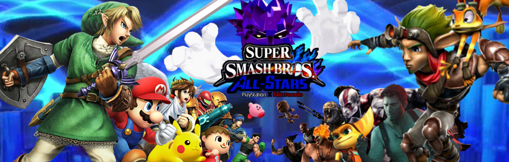ps x nintendo super smash bros all stars banner by.