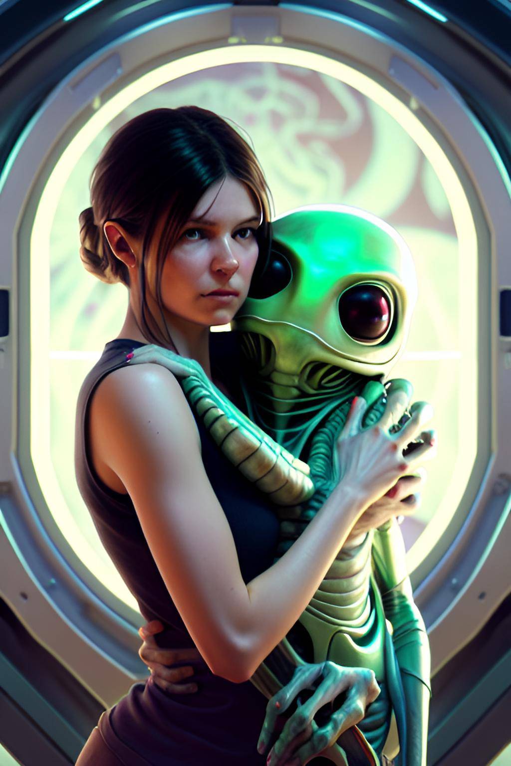 Girl Hugging An Alien by katzartnation on DeviantArt
