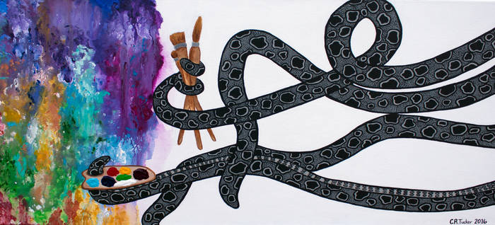 Painting Tentacles Canvas 12x24in.