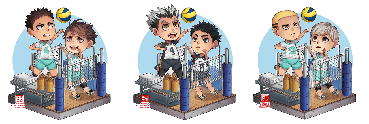 Haikyuu!! - setter + spiker chibi