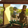 Layton and Luke at the Busstop