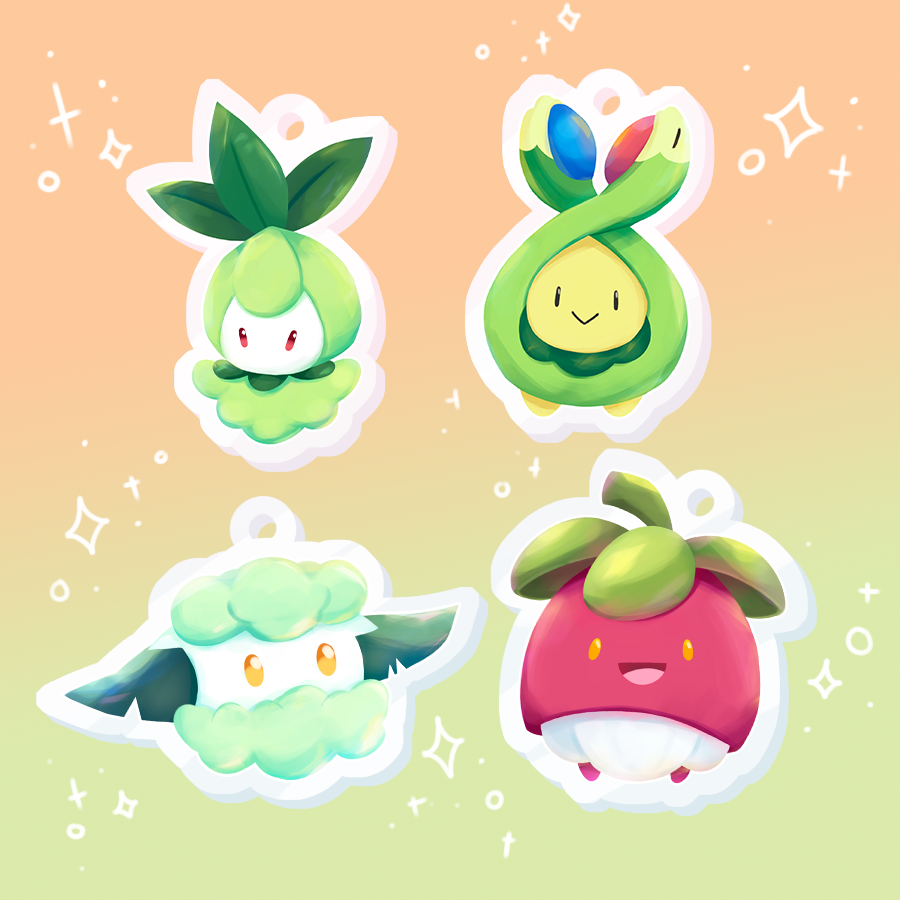 Cute Kawaii Grass Pokemon Stickers- Budew, Petilil, Lilligant, Roselia,  Whimsicott, Shaymin, Cherrim, and Bellossom