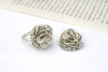 Book Page Flower Ring