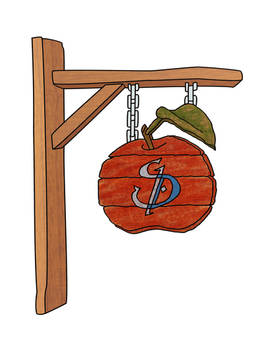 SD Hanging Apple Wooden Sign