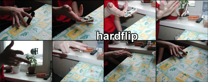 Fingerboarding--hardflip