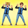 girl wearing a tiger mascot head
