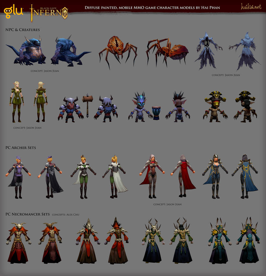 Black Gate: Inferno character models by haikai13