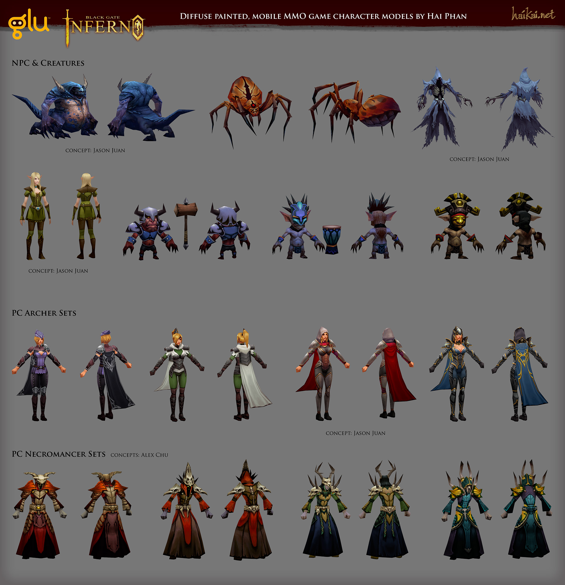 Black Gate: Inferno character models by haikai13