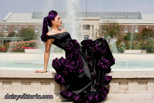 Black and Purple Rose Gown