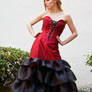 Red and Black Ruffled Gown