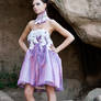 Purple and White Beaded Dress