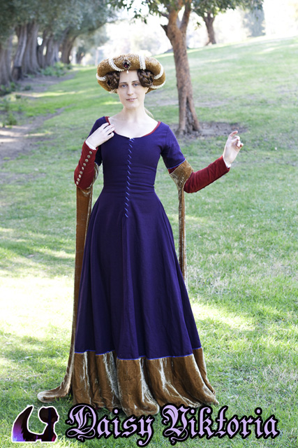 Purple Red and Gold Medieval Gown