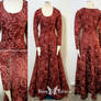 Red Brocade Medieval Kirtle or Gothic Fitted Gown