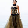 Gothic Couture Black and Gold Ballgown