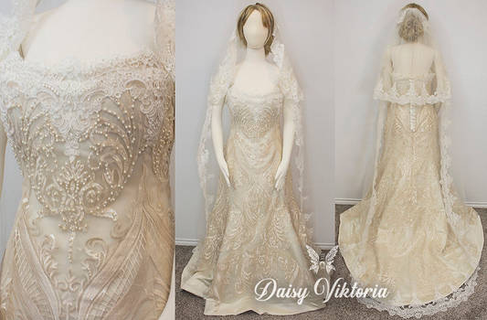 Ivory Beaded Lace Bridal Gown Commission