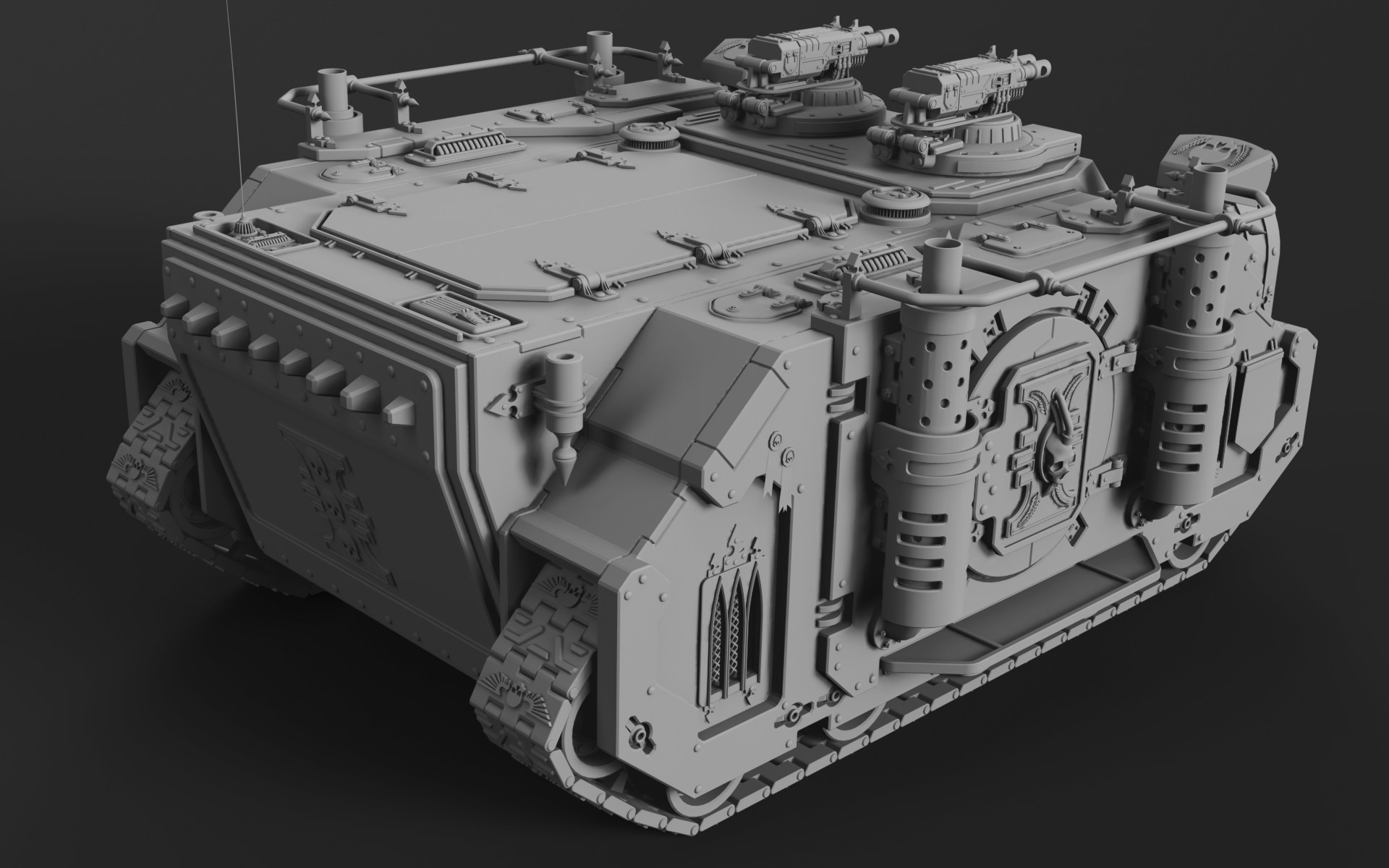 Wh40K Deimos Pattern Rhino (Mk1C) Clay Render 2