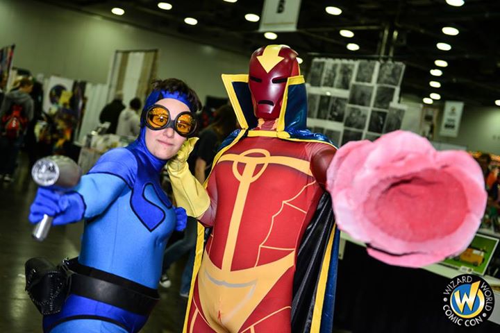 red tornado and blue beetle