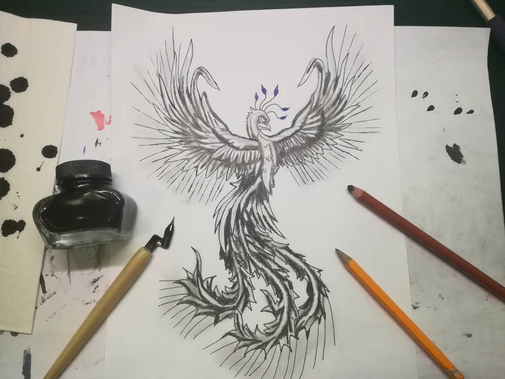 Phoenix Drawing Complex Phoenix by drartcoholic on DeviantArt