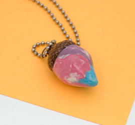 tie-dye acorn necklace