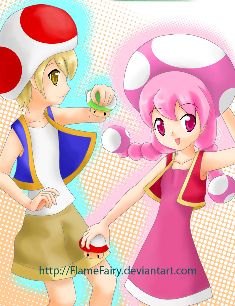 Toad and Toadette by FlameFairy on DeviantArt