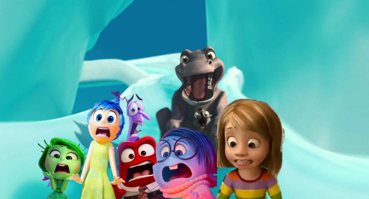 Riley,Emotions and Scrat screaming with Hippo by mateodamian on DeviantArt