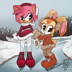 Amy and cream ice skating