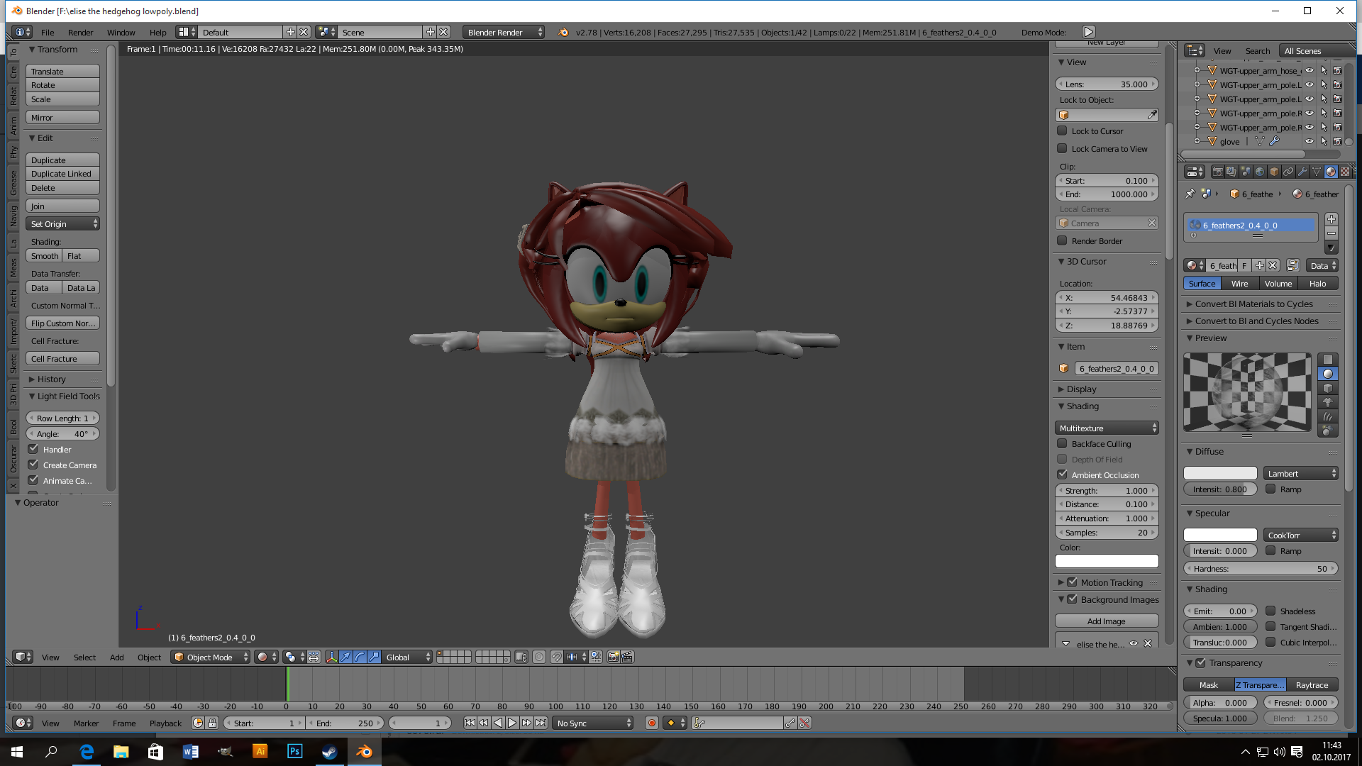 Elise the Hedgehog 3d model