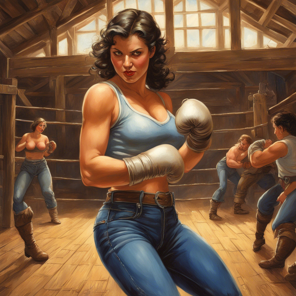 Boxing Pin Up Vintage painting of a woman boxing wearing blue j by hound73yc on ...