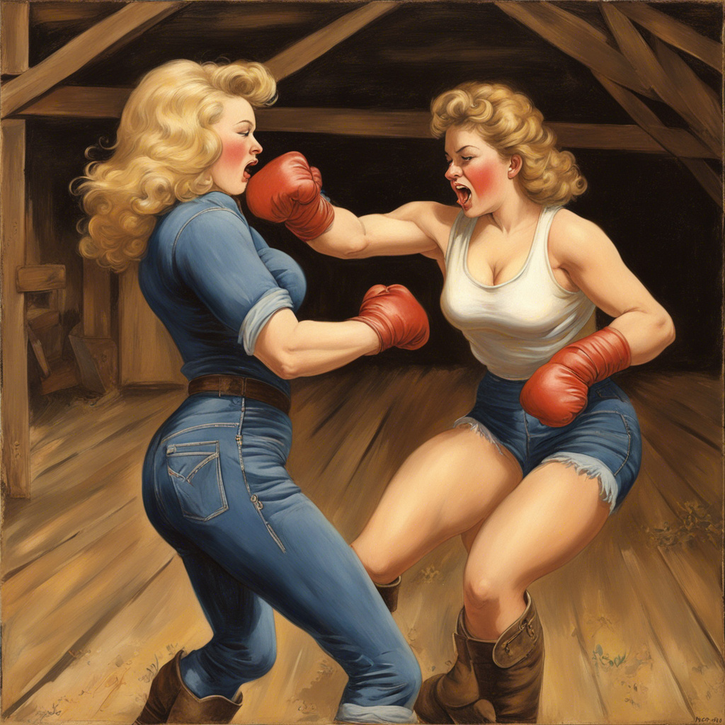 Boxing Bl Vintage painting of a two women boxing wearing bl by hound73yc on ...