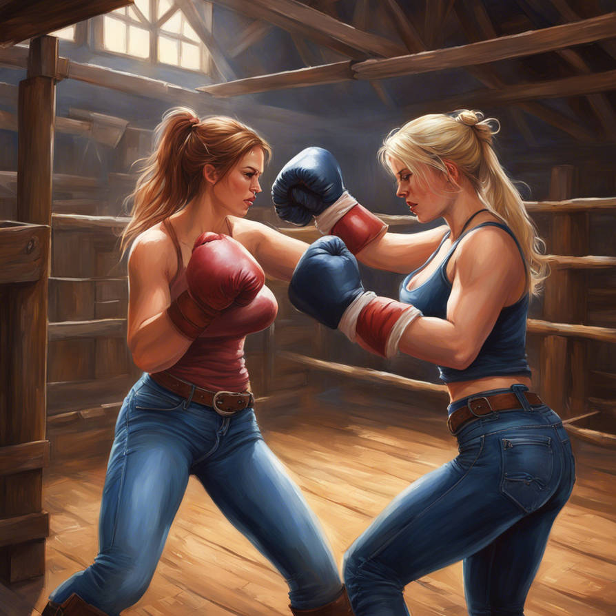 Boxing Bl Realism painting of a two women boxing wearing bl by hound73yc on ...