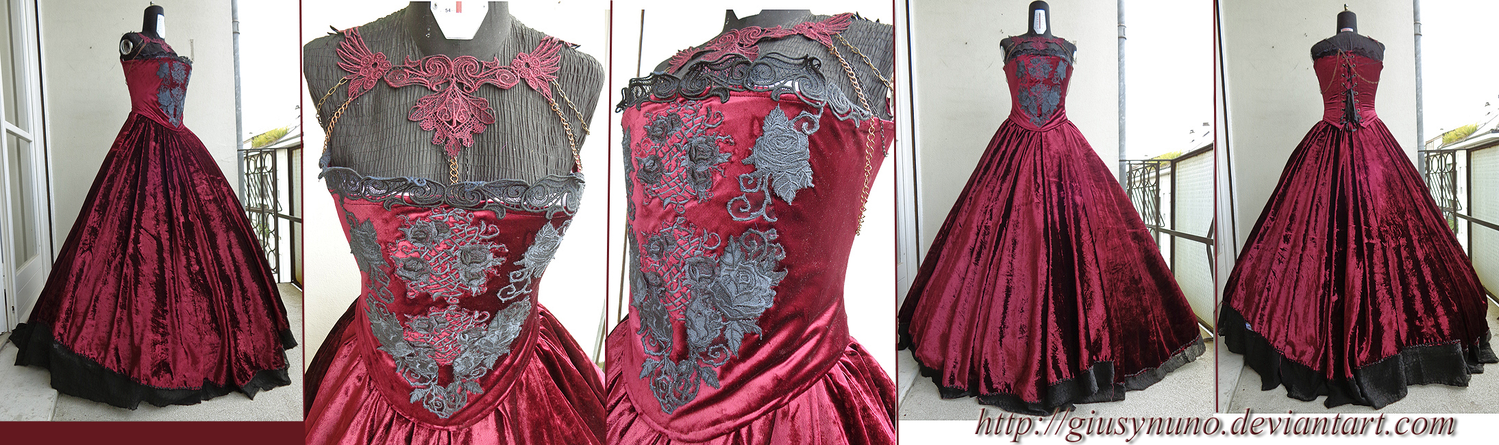 Burgundy 'Dark Rose' gothic dress