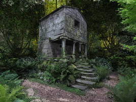Stone house in the woods
