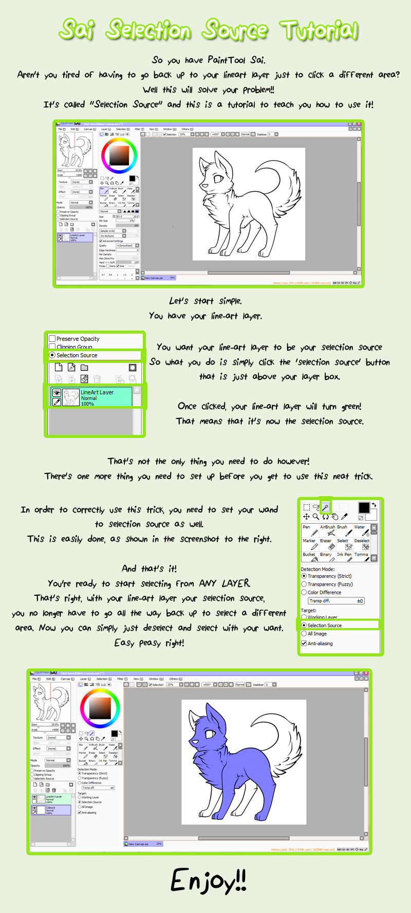 PaintTool Sai Selection Source Tutorial