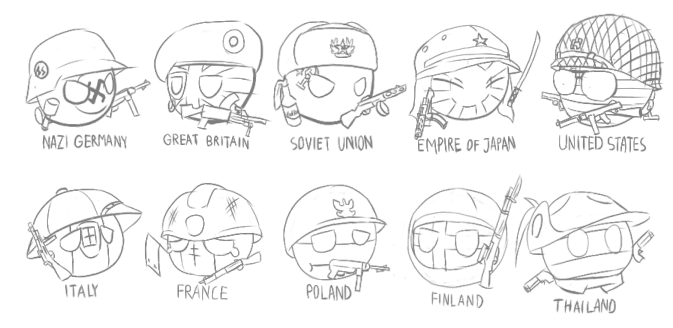 Sketch #2 Country-balls in World War 2 WIP