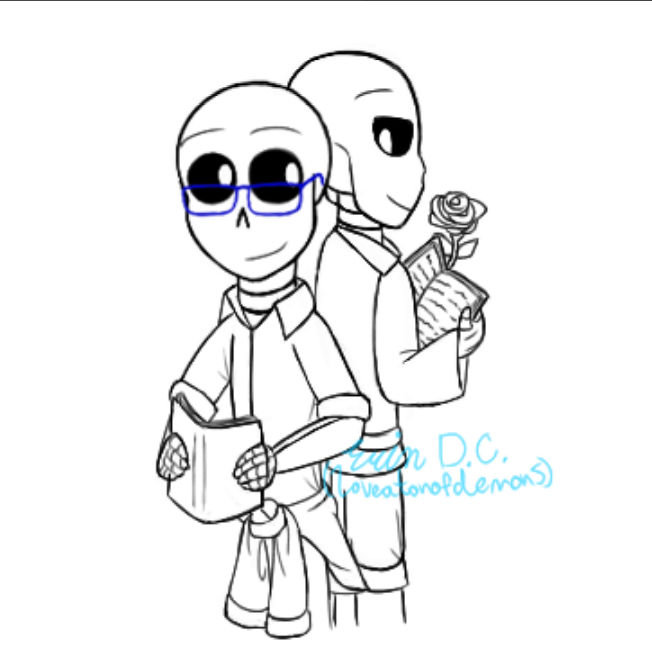 Page!Sans and Cal Lineart - Collab by Iluvshadow-kun on DeviantArt