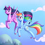 Sparkles Horse and Rainbow Horse Flying