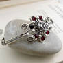 Sterling silver and rose red wire wrap bracelet